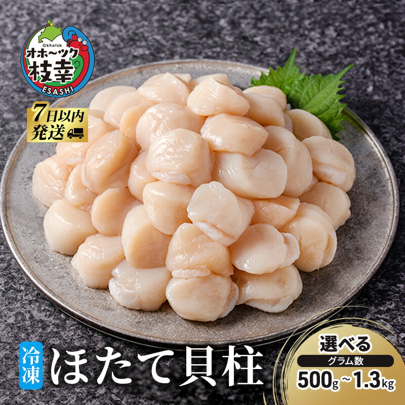 〈選べるグラム数〉北海道 オホーツク産 ふるさとの贈り物 冷凍ほたて貝柱 500g～1.3kg【 枝幸ほたて 至福の味 海洋食品 刺身 魚介 帆立 超目玉 魚介類 ホタテ 帆立 北海道 オホーツク 枝幸 】