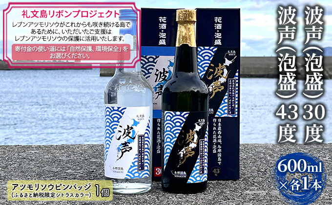 【ふるさと納税】【礼文島リボンプロジェクト】波声（泡盛）30度 600ml×1本 波声（泡盛）43度 600ml×1本 お酒 家飲み 宅飲み 晩酌 自然保護 環境保全 祝い酒 イベント アルコール サムネイル2