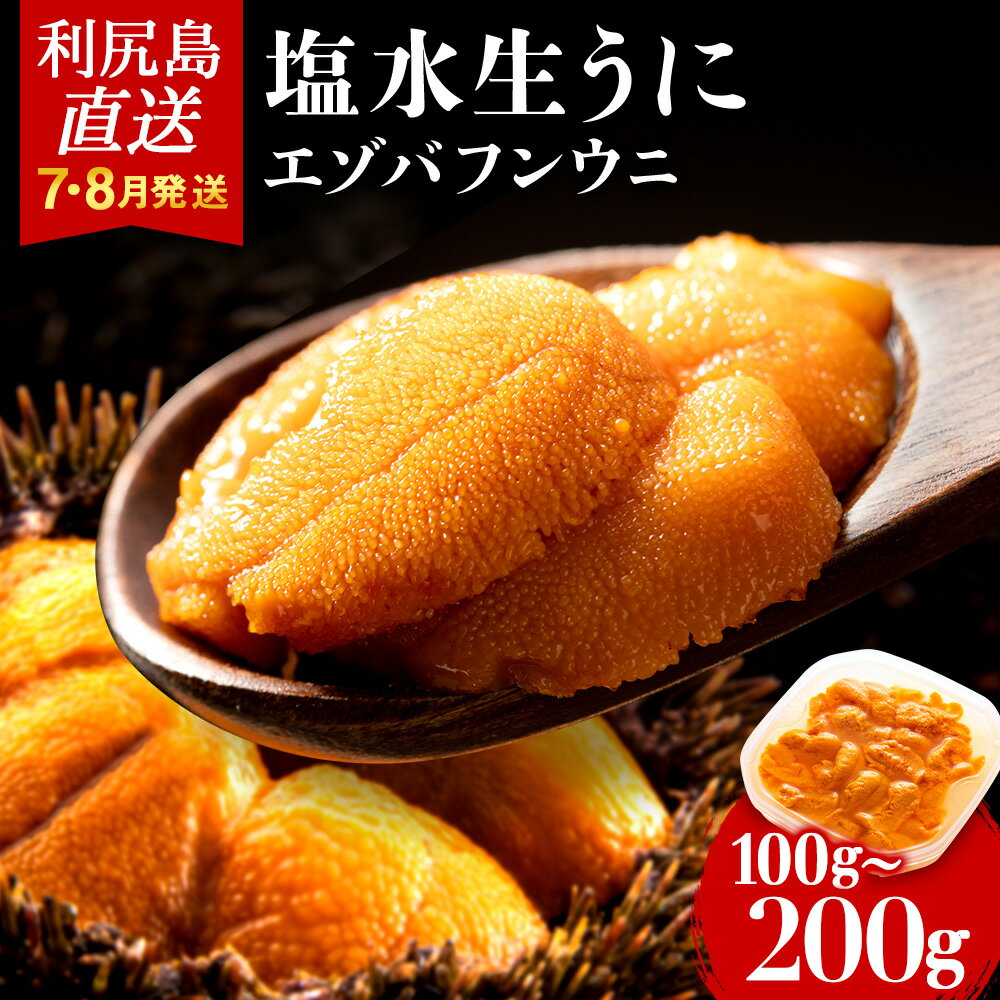 【2026年発送予約】 ★直送 「利尻島産 塩水エゾバフンウニ」選べる100g〜200g 1パック100g 《利尻漁業協同組合》北海道ふるさと納税 利尻富士町 北海道 海鮮 北海道 海鮮 うに 生うに 北海道 うに 雲丹 通販 ギフト ウニ 贈答品 贈り物 塩水生うに