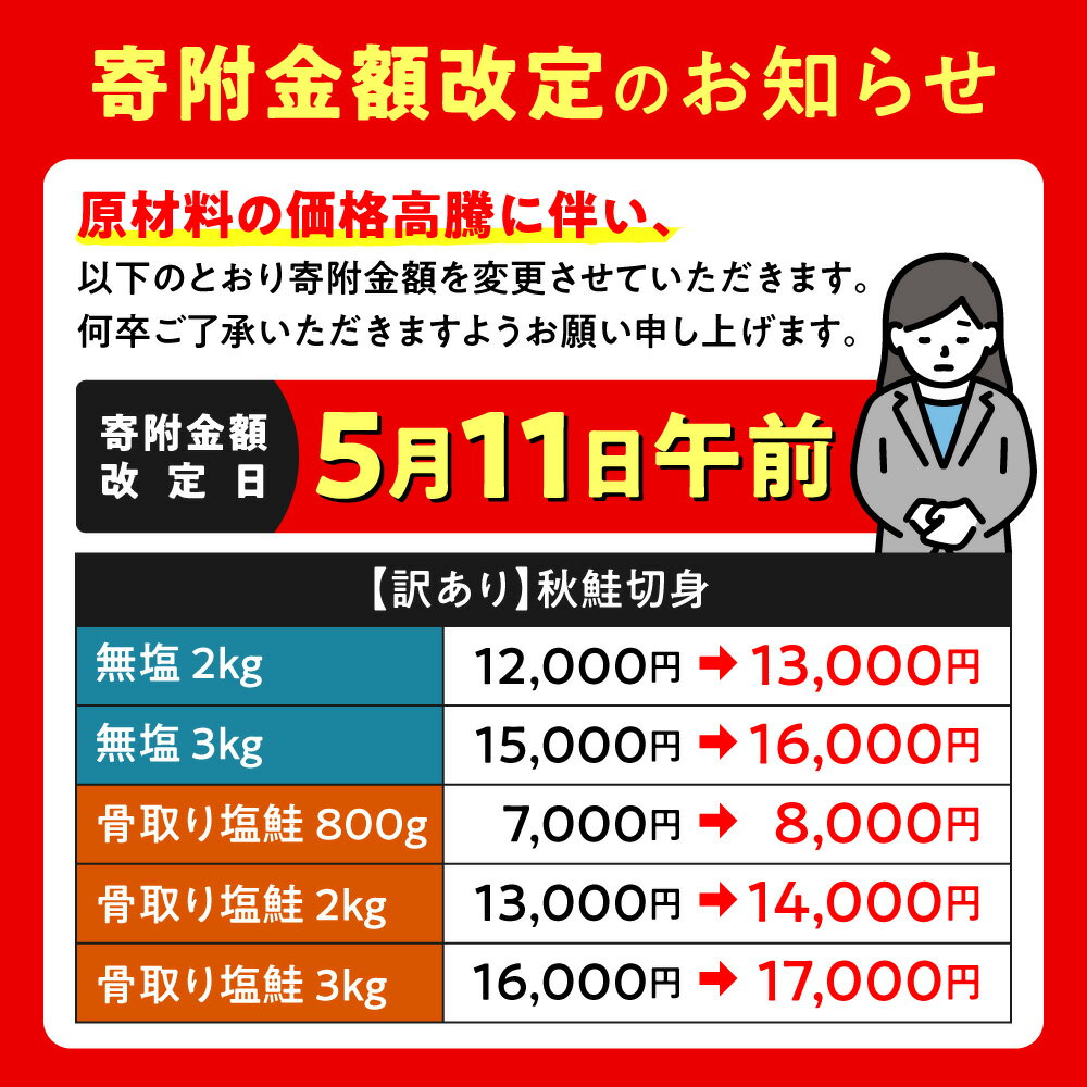 【ふるさと納税】＼5月11日から寄附金額改定／知床で獲れた美味しい鮭 【訳あり】 北海道斜里町産 天然秋鮭切身 【無添加】【選べる種類・容量】無塩 骨なし塩鮭 800g 2kg 3kg 秋鮭 鮭 切身 無塩 天然 無添加 訳あり 国産 北海道産 焼き鮭 【配送不可地域：離島・沖縄県】 - 画像2