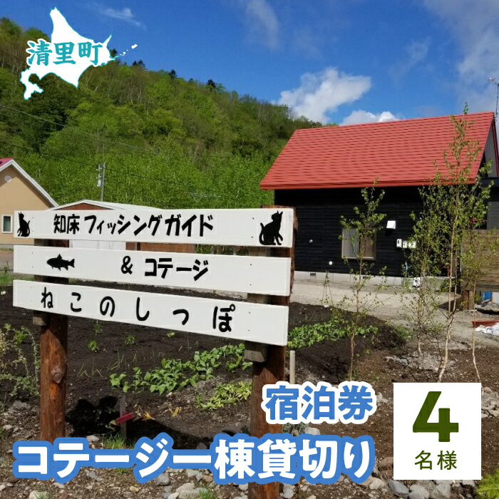 コテージ一棟貸切り宿泊券　4名様　知床フィッシングガイド&コテージねこのしっぽ 【 ふるさと納税 人気 おすすめ ランキング チケット 宿泊券 北海道 清里町 送料無料 】 KYSI003