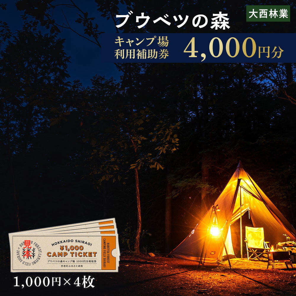キャンプ場 利用補助券 ブウベツの森 北海道 白老町 （4000円分）キャンプ場 レジャー アウトドア 施設 チケット 利用補助券 北海道ふるさと納税 白老 ふるさと納税 北海道 体験