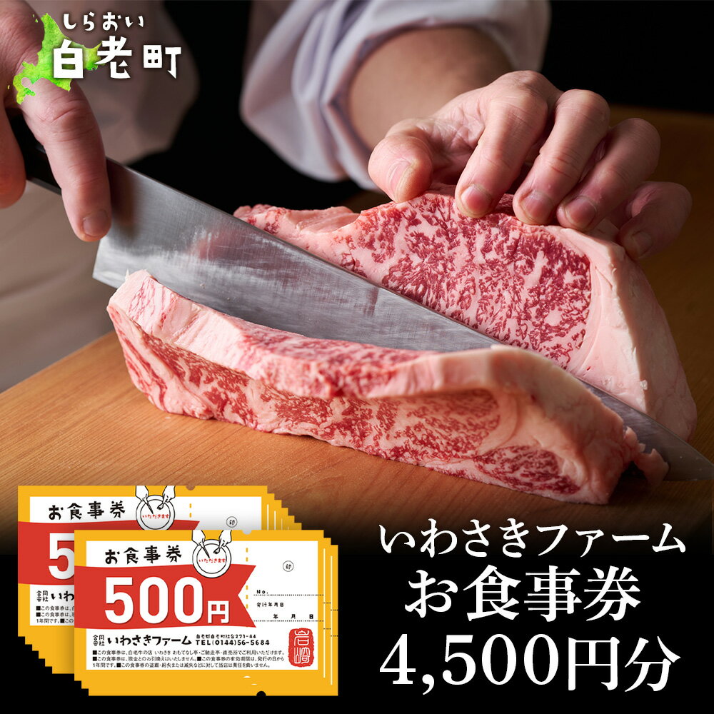 いわさきファーム お食事券 4,500円分 レストラン ギフト 牛肉 白老牛 北海道 白老町 チケット北海道 白老町 レストラン お食事券 ハンバーグ ステーキ 焼肉 すき焼き しゃぶしゃぶ 北海道ふるさと納税 白老 ふるさと