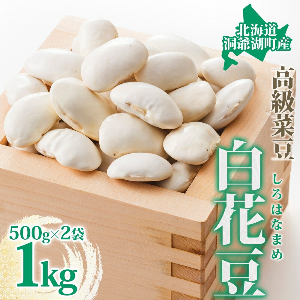 北海道 洞爺湖町産 高級菜豆 白花豆 500g×2袋 計1kg 1月下旬よりお届け しろはなまめ 花豆 豆 マメ まめ 大粒 甘い 北海道産 国産 煮豆 スープ 煮込み料理 常温 お取り寄せ 送料無料 【 洞爺湖町 】　お届け：2026年1月下旬より順次出荷