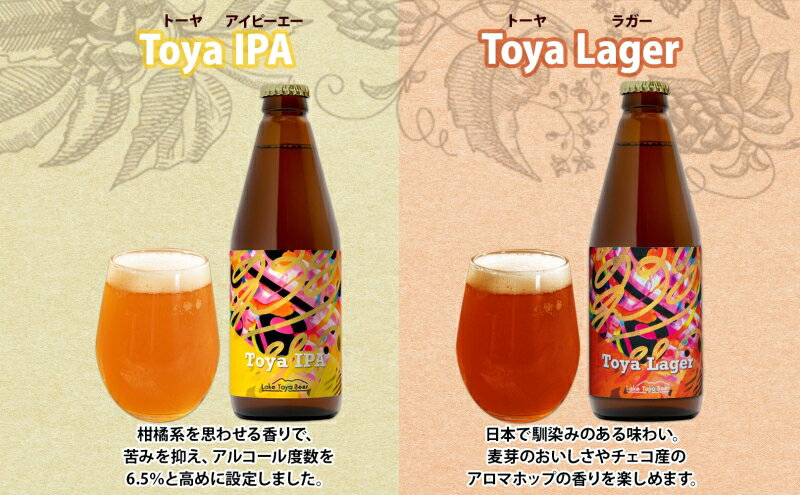 【ふるさと納税】北海道 洞爺湖 発 クラフトビール 2種 飲み比べ 計4本 Toya IPA Toya Lager 330ml 各2本 コースター 2枚付 酒 ビール 発泡酒 柑橘 アロマ ホップ アルコール 家飲み 　お届け：5月下旬より順次出荷 サムネイル3