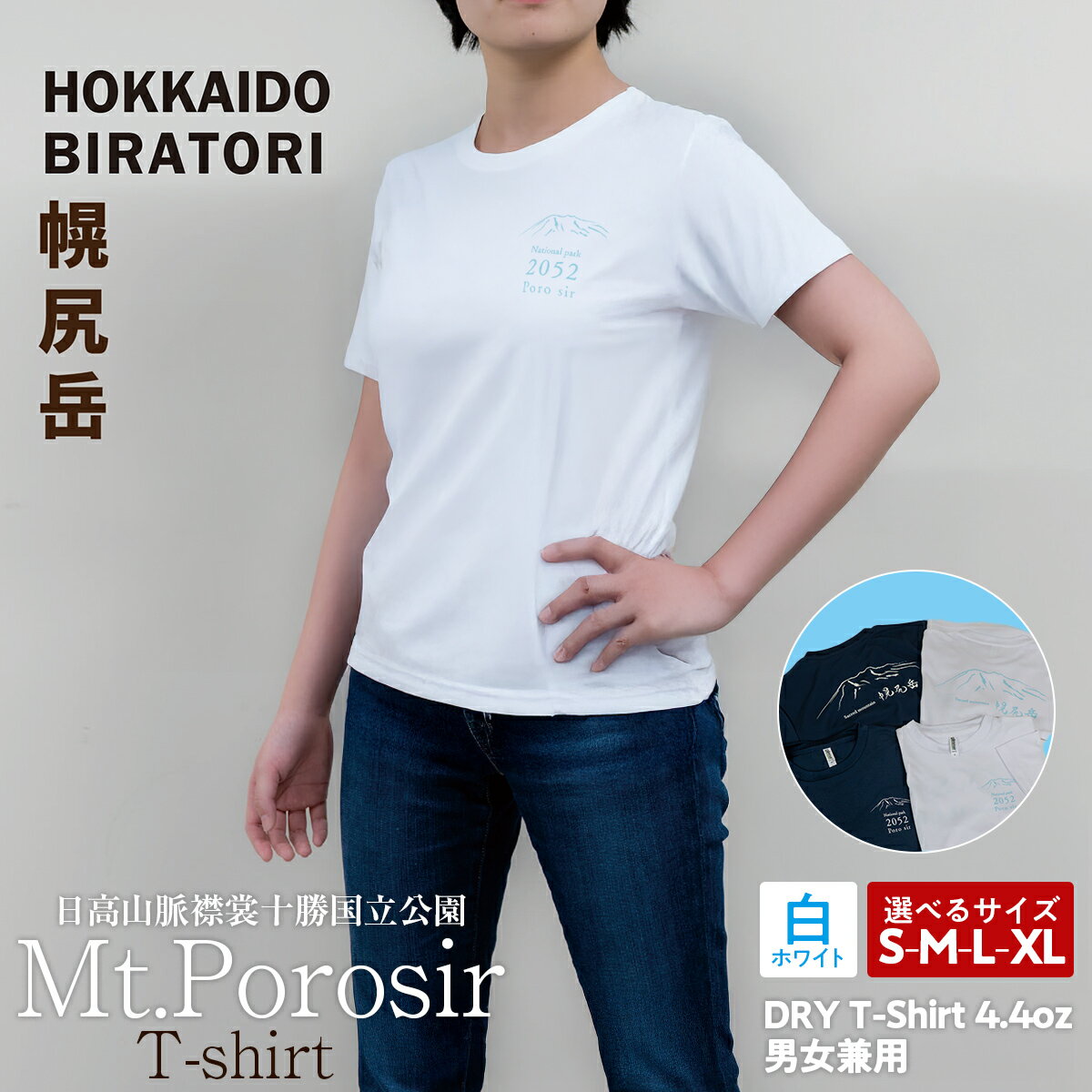 【ふるさと納税】 【日本百名山】幌尻岳記念Tシャツ 選べるサイズ S M L XL 選べる色 紺 白 【 ふるさと納税 人気 おすすめ ランキング Tシャツ シャツ 幌尻岳 山 記念Tシャツ 記念 日本百名山 お土産 ギフト 北海道 平取町 送料無料 】 BRTJ021 サムネイル2