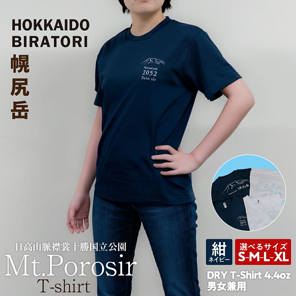 【日本百名山】幌尻岳記念Tシャツ 選べるサイズ S M L XL 選べる色 紺 白 【 ふるさと納税 人気 おすすめ ランキング Tシャツ シャツ 幌尻岳 山 記念Tシャツ 記念 日本百名山 お土産 ギフト 北海道 平取町 送料無料 】 BRTJ021