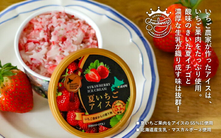 【ふるさと納税】果肉55%「夏いちごアイス(12個)」[22-237] 北海道 浦河 ふるさと納税 いちご すずあかね 果肉55％ アイスクリーム 送料無料 - 画像2