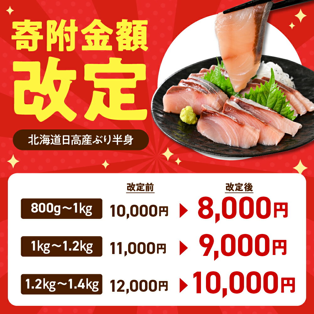 【ふるさと納税】北海道産 ぶり 刺身 半身 皮つき (内容量が選べる: 800g～1kg / 1kg～1.2kg / 1.2kg～1.4kg )/ ぶりしゃぶ 小分け buri ぶりフィレ 鰤 フィレ 肉厚 魚 魚介 海鮮 海の幸 海産物 生食用 ぶり大根 鰤照り焼き 冷凍 冷凍便 国産 日高産 北海道 えりも町 サムネイル2