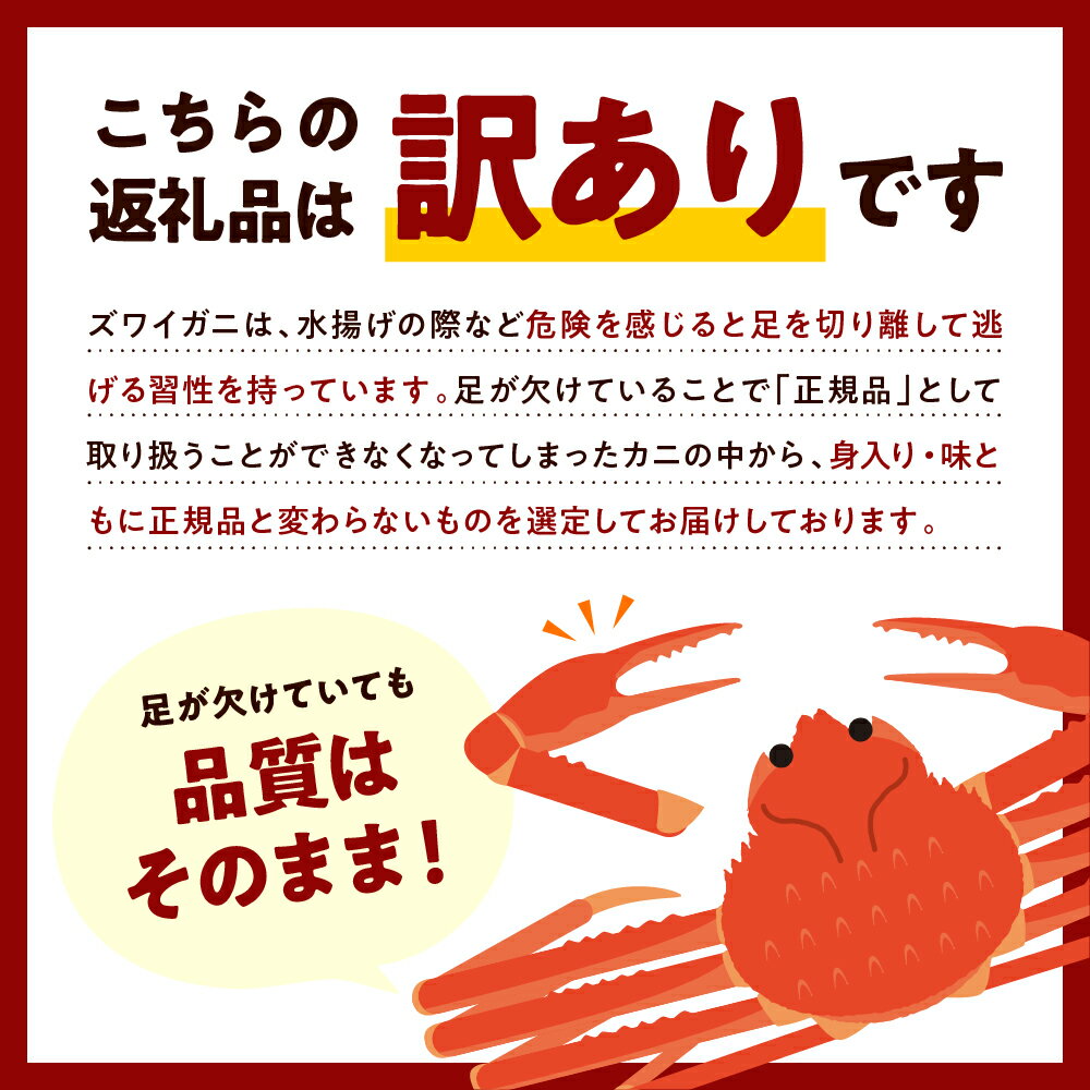 【ふるさと納税】訳あり 本ズワイガニ ( 選べる : 500g / 1kg / 2kg )/ かに カニ 蟹 訳アリ わけあり ズワイガニ ずわいがに ずわい蟹 ズワイ ずわい 規格外 かに鍋 お取り寄せ グルメ ご当地 特産 産地 直送 冷凍 冷凍便 送料無料 北海道 えりも町 サムネイル2