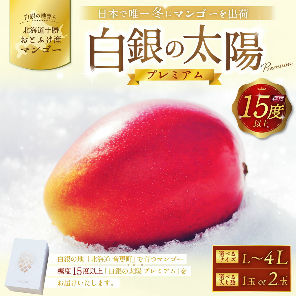 【ふるさと納税】【先行受付】おとふけ産マンゴー「白銀の太陽プレミアム」＜選べるサイズ・入り数＞ Lサイズ×1玉～2玉／ 2Lサイズ×1玉～2玉／ 4Lサイズ×1玉～2玉 【2025年11月上旬より発送開始予定】 完熟マンゴー マンゴー 糖度15度以上 サムネイル2