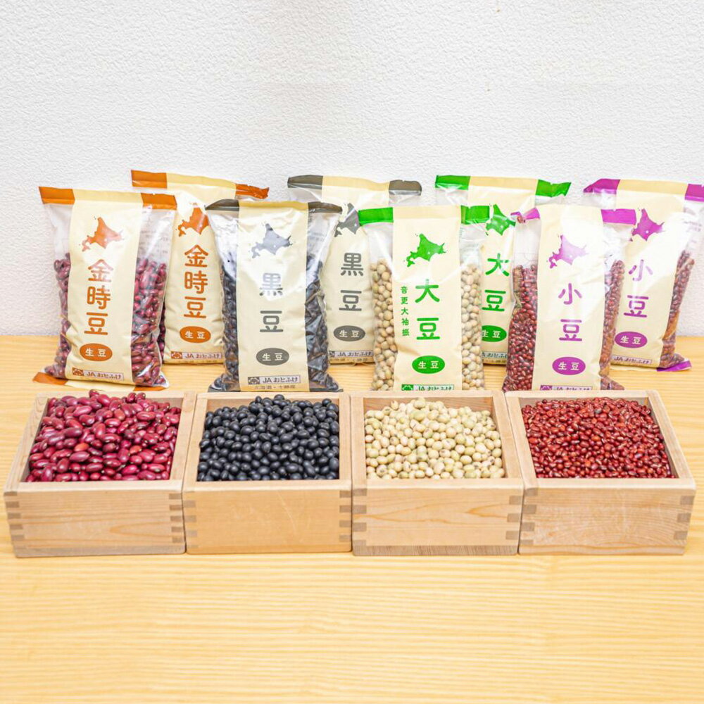 【ふるさと納税】[先行受付] 令和7年産「JAおとふけ」 おとふけ生豆セット 500g×2袋×4種類 合計4kg 小豆 大豆 黒豆 金時豆 音更大袖振大豆 生豆 あずき だいず くろまめ きんときまめ 詰め合わせ お取り寄せ 十勝 常温 国産 北海道 音更町 ＜2025年12月上旬より順次発送＞ サムネイル3