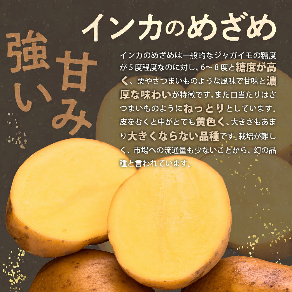 【ふるさと納税】【 先行予約 】じゃがいも 貴重品種 インカのめざめ 5kg【2026年9月下旬より配送予定】先行受付 芋 ジャガイモ インカ 産地直送 数量限定 ポテト 甘い ねっとり 濃厚 幻 芋 お芋 イモ いも 新鮮 北海道 十勝 芽室町 - 画像2