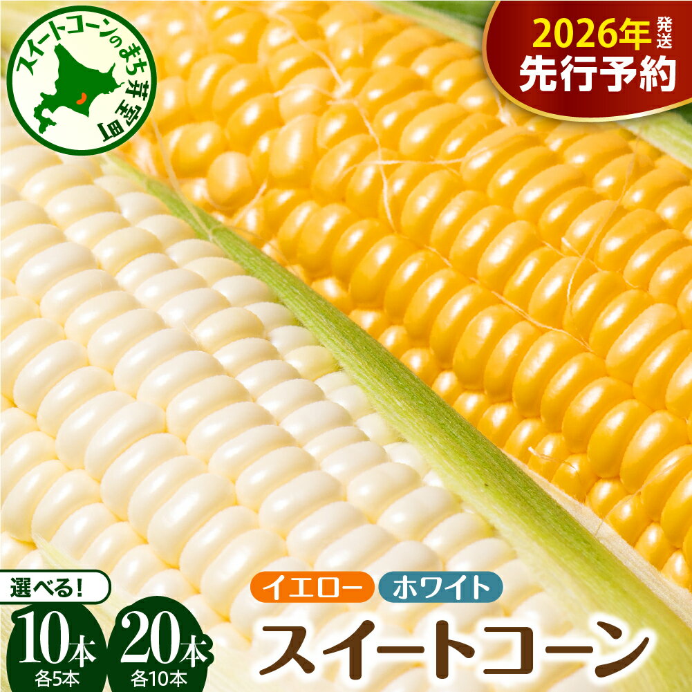 【先行予約】 2026年産 とうもろこし 北海道産 イエロー種 ホワイト種 ( 選べる 計10本 / 計20本 ) 【7月下旬～8月中旬にかけて順次発送】日本一 楽天 ランキング 連続 1位 獲得 スイートコーン 高評価 人気 コーン 生 野菜 黄色 北海道 十勝 芽室町