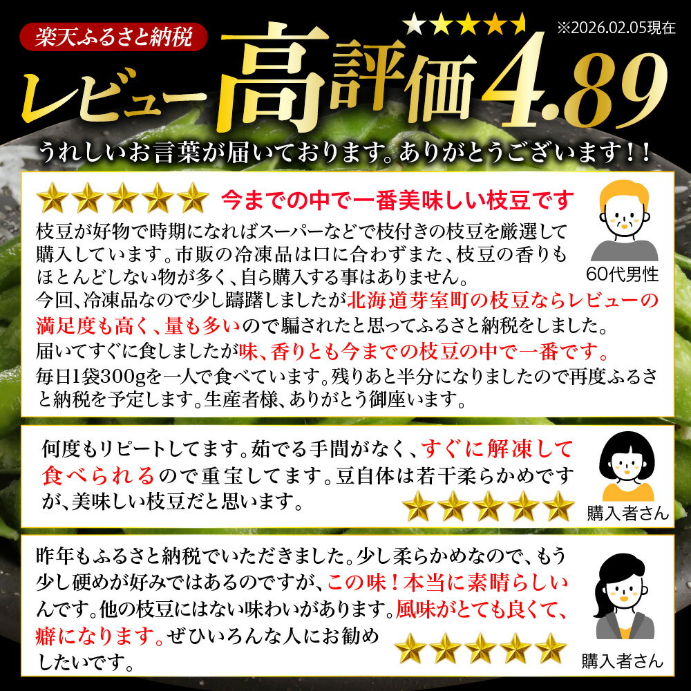【ふるさと納税】＼レビュー★4.88 高評価 ! ／ 北海道産 枝豆 「極」《 選べる : 3袋 / 9袋　お届け回数 : 1回 / 3回 / 4回 》 / えだまめ 冷凍 ビール おつまみ 送料無料 特産品 お手軽 お酒 晩酌 お取り寄せ 北海道 十勝 芽室町 - 画像2