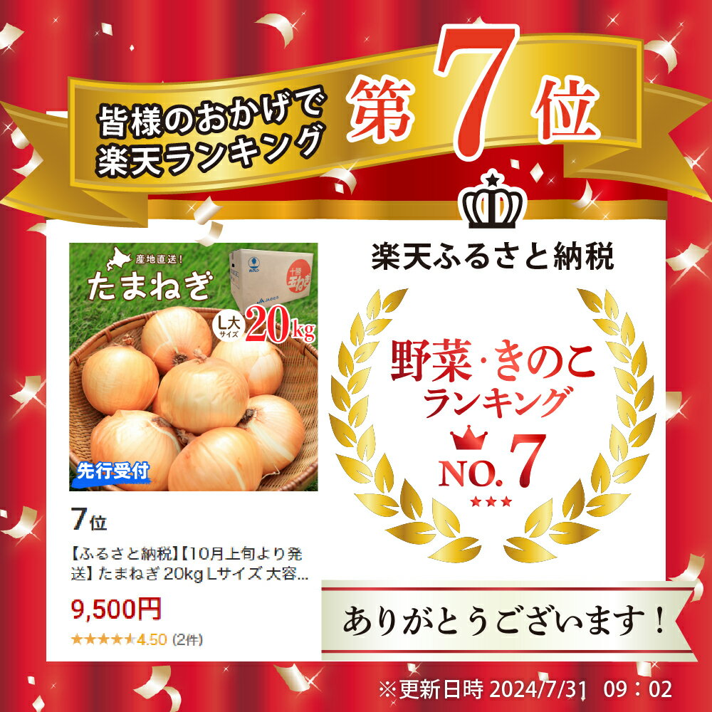 【ふるさと納税】2026年産 先行受付 たまねぎ L 大 サイズ 20kg 先行予約 【10月上旬より発送】 玉ねぎ 期間限定 玉葱 タマネギ 野菜 長期保存 北海道産 オニオン オニオンスープ カレー 焼肉 産地直送 送料無料 お取り寄せグルメ 北海道 十勝 芽室町 - 画像2