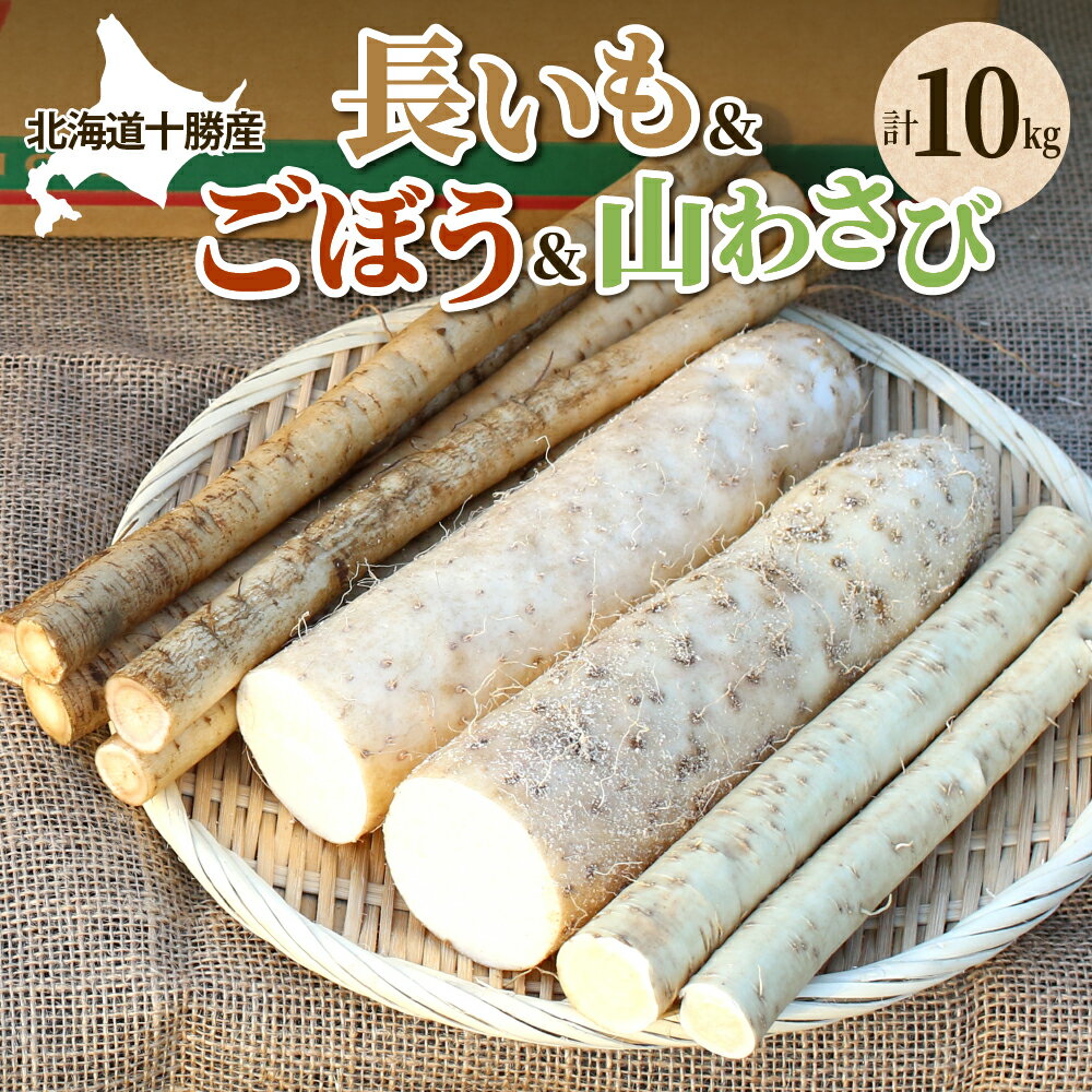 ファーム・ミリオンの贅沢根菜セット（長芋・ごぼう・山わさび）土付き長芋 長いも 芋 ごぼう 山わさび 野菜 セット 贅沢 国産 とろろ 山かけ 滋養強壮 ご飯 お供 お裾分け 有機栽培 産地直送 北海道 十勝 芽室町 送料無料