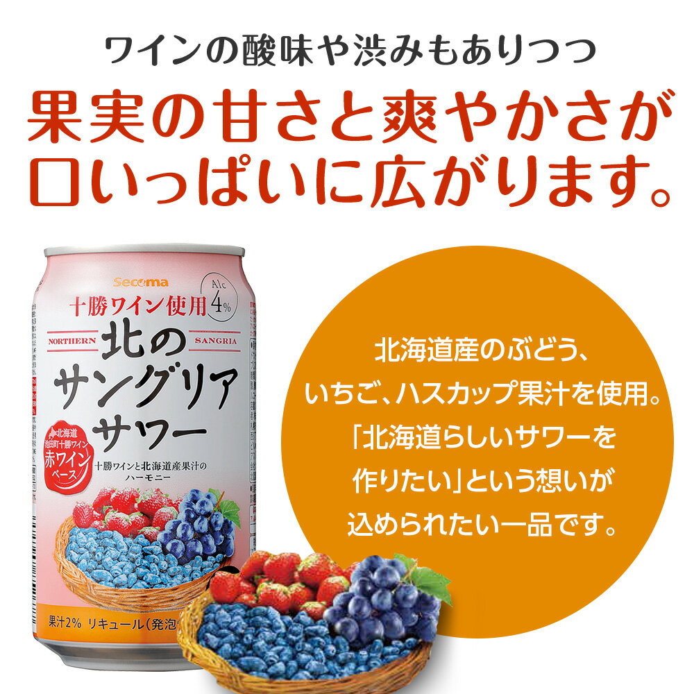 【ふるさと納税】北のサングリアサワー 赤ワインベース 選べる本数 サングリア ワイン サワー 酒 セイコーマート セコマ Secoma 池田町 北海道 24本 48本 酒 リキュール 送料無料 サムネイル3