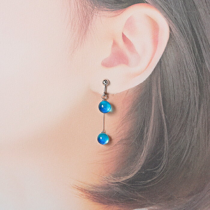 【ふるさと納税】2469.ジュエリー イヤリング 2連 アクセサリー 湖水 ガラス細工 レディース ハンドメイド アクセサリ 手作り ギフト プレゼント 屈斜路湖 12000円 北海道 弟子屈町 サムネイル3