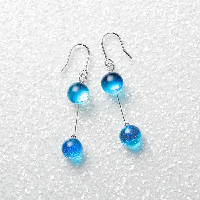 【ふるさと納税】2471.ジュエリー ピアス 2連 アクセサリー 湖水 ガラス細工 レディース ハンドメイド アクセサリ 手作り ギフト プレゼント 屈斜路湖 12000円 北海道 弟子屈町 サムネイル2