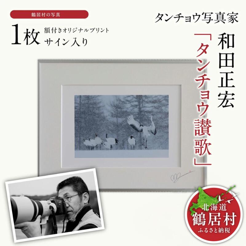 【ふるさと納税】タンチョウ 写真家 和田正宏 額付き オリジナルプリント「 タンチョウ 讃歌 」(サイン入り)