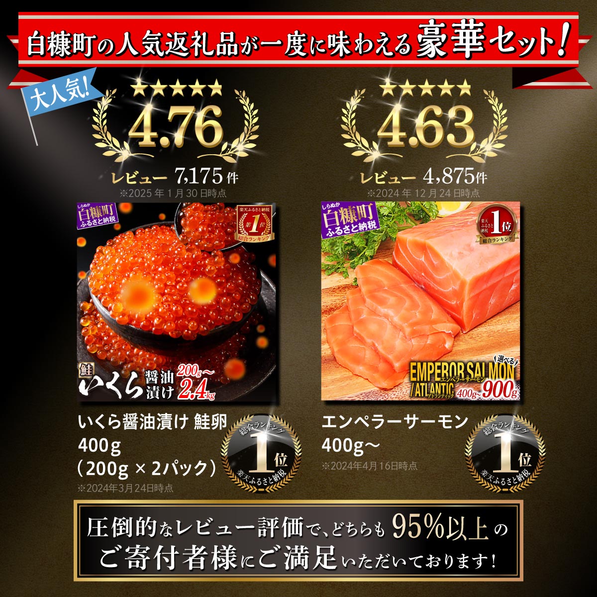【ふるさと納税】 エンペラーサーモン × いくら 大人気親子丼セット 「いくら醤油漬 (鮭卵) 400g／800g（200g小分け）」 × 「エンペラーサーモン 400g／900g／1.8kg 」 ふるさと納税 いくら 海鮮 魚 鮭いくら 醤油漬け サーモン 北海道 - 画像3