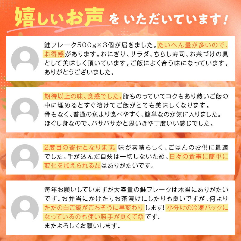 【ふるさと納税】高評価 4.44 鮭フレーク 500g×3個 | ふるさと納税 北海道 鮭 さけ おにぎり おかず 惣菜 ふるさと 人気 グルメ 食べ物 魚 海鮮 海鮮食品 魚介類 魚介 魚 白糠町 サムネイル2