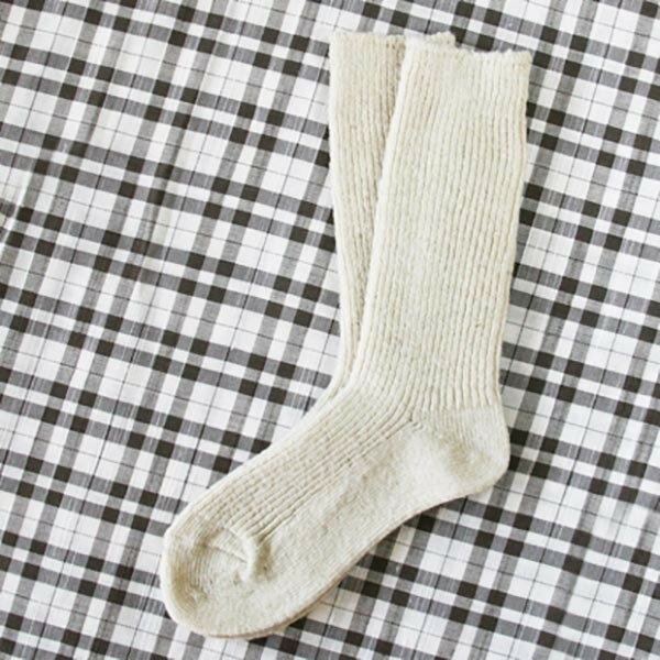 サフォーク靴下・生成りダブルリブ＜小＞【22～24cm】