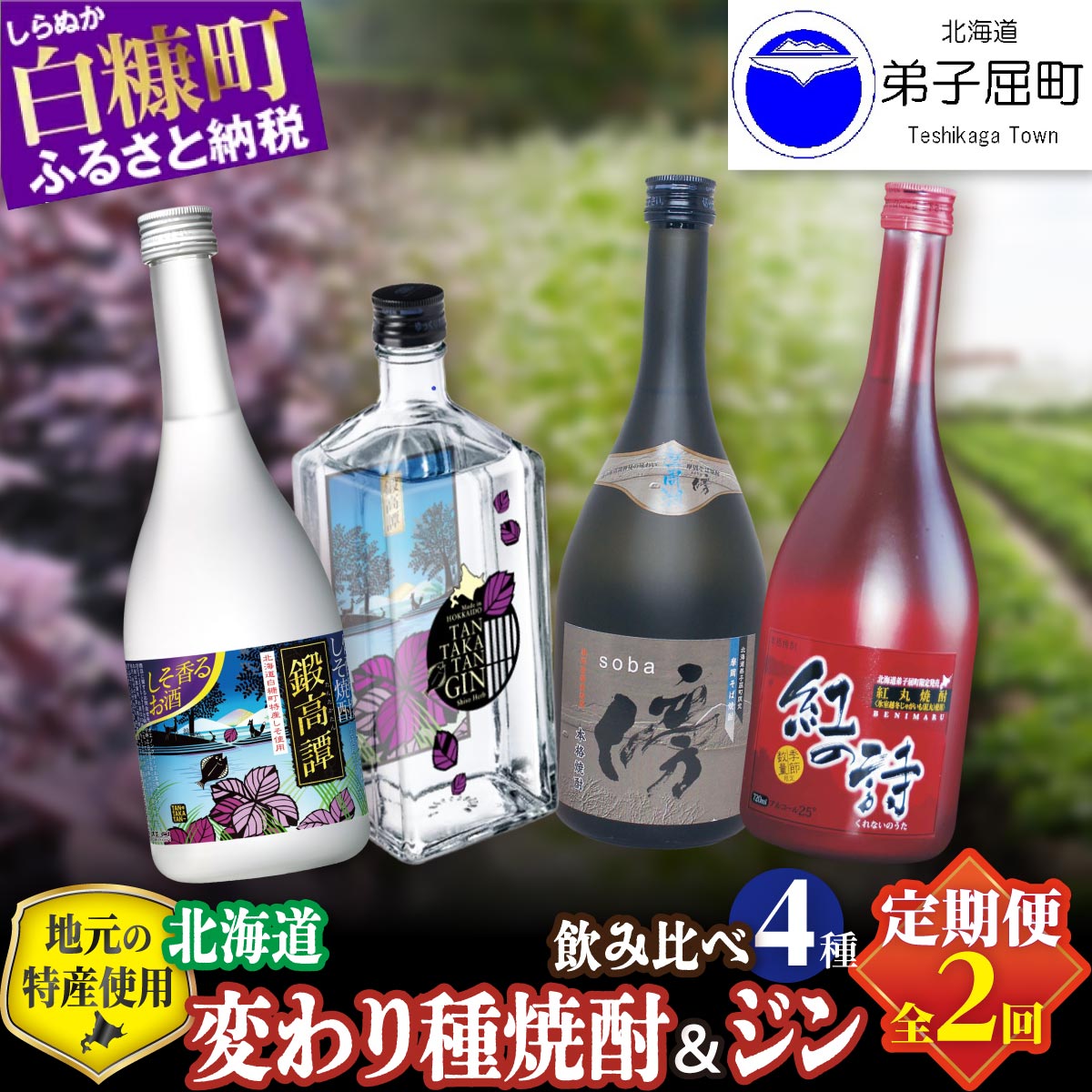 【定期便】焼酎3種 × クラフトジン 飲み比べ 720ml 6本 700ml セット ふるさと納税 酒 本格焼酎 変わり種焼酎 鍛高譚 そば焼酎 じゃがいも ジン 蒸留酒 酒 お酒 さけ sake アルコール 飲みくらべ 詰め合わせ 人気 おすすめ 北海道 白糠町 弟子屈町