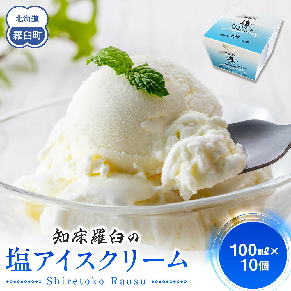 知床の塩アイスクリーム 10個 知床 しれとこ 羅臼 らうす 北海道 世界自然遺産 送料無料 人気 海洋深層水 塩 スイーツ スウィーツ クリスマス バニラ お菓子 家族 アイス 生産者 支援 応