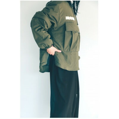 【ふるさと納税】[KAPOK KNOT] カンガルーパーカー UNISEX オリーブ Lサイズ1着 カポック ダウン【1371099】 サムネイル3