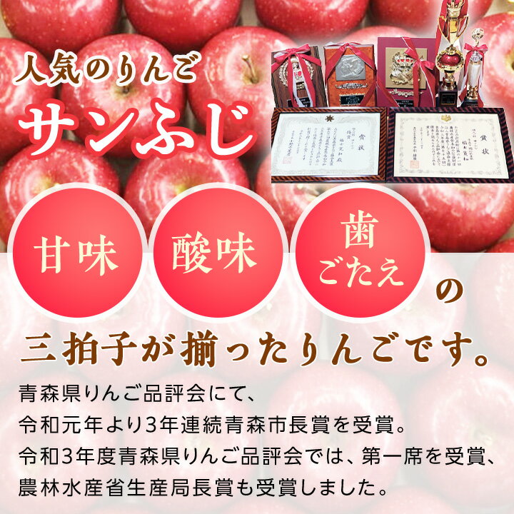 【ふるさと納税】「サンふじ」約3kg・糖度14度以上保証・訳あり 家庭用 りんご 【青森県りんご品評会第一席受賞】_ りんご 林檎 リンゴ サンふじ 果物 くだもの フルーツ 青森 りんご品評会 青森市長賞 訳あり 規格外 傷 不揃い おすすめ 【配送不可地域：離島】【1106865】 サムネイル3