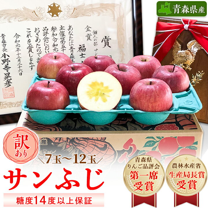 「サンふじ」約3kg・糖度14度以上保証・訳あり 家庭用 りんご 【青森県りんご品評会第一席受賞】_ りんご 林檎 リンゴ サンふじ 果物 くだもの フルーツ 青森 りんご品評会 青森市長賞 訳あり 規格外 傷 不揃い おすすめ 【配送不可地域：離島】【1106865】