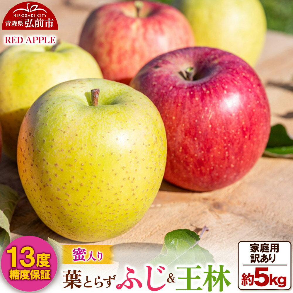 【25年12月発送】りんご 13度糖度保証【訳あり】家庭用 蜜入り 葉とらずふじ＆王林 約5kg