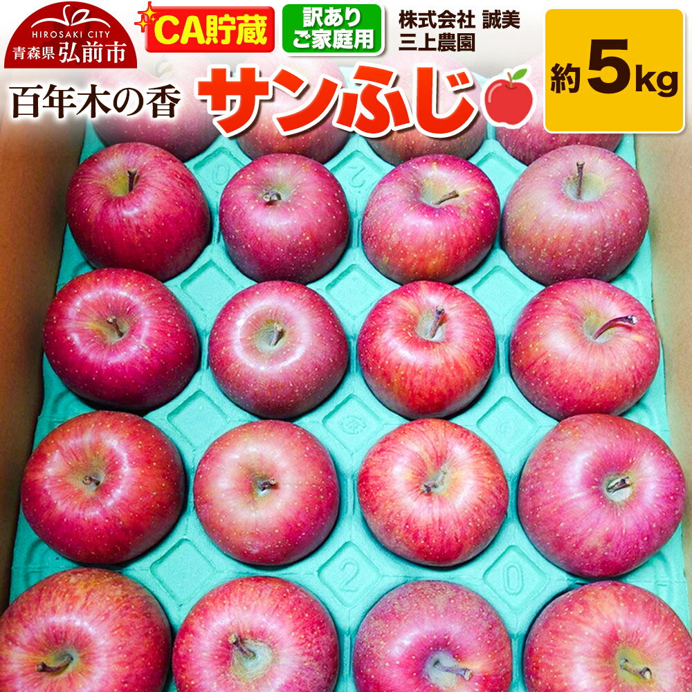 【26年4月発送】りんご 【CA貯蔵】【訳あり】家庭用 百年木の香 三上農園 サンふじ 約5kg (14〜20玉程度)【先行受付】 青森 果物 フルーツ 林檎 リンゴ くだもの 不揃い 規格外 予約