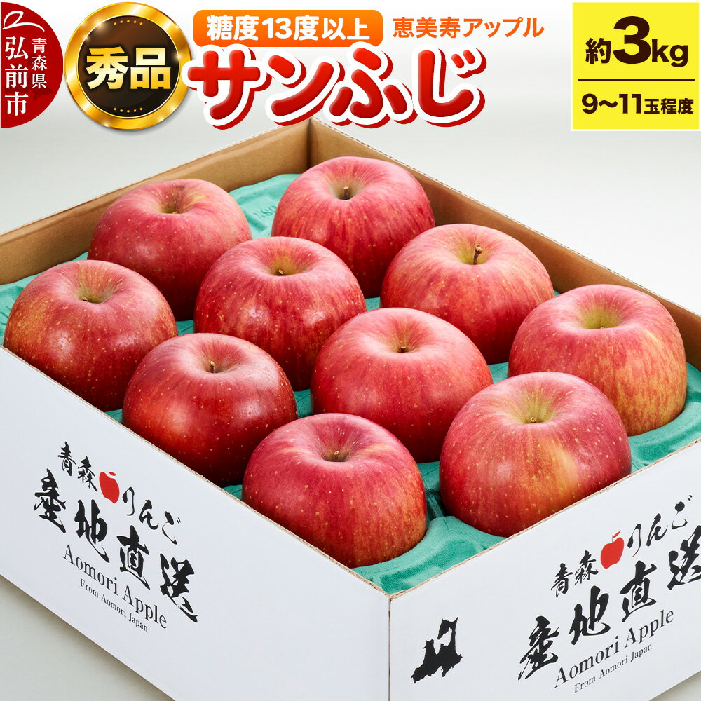 【25年12月〜発送】りんご 【糖度13度以上】サンふじ 約3kg 【秀品】 青森県 フルーツ 果物