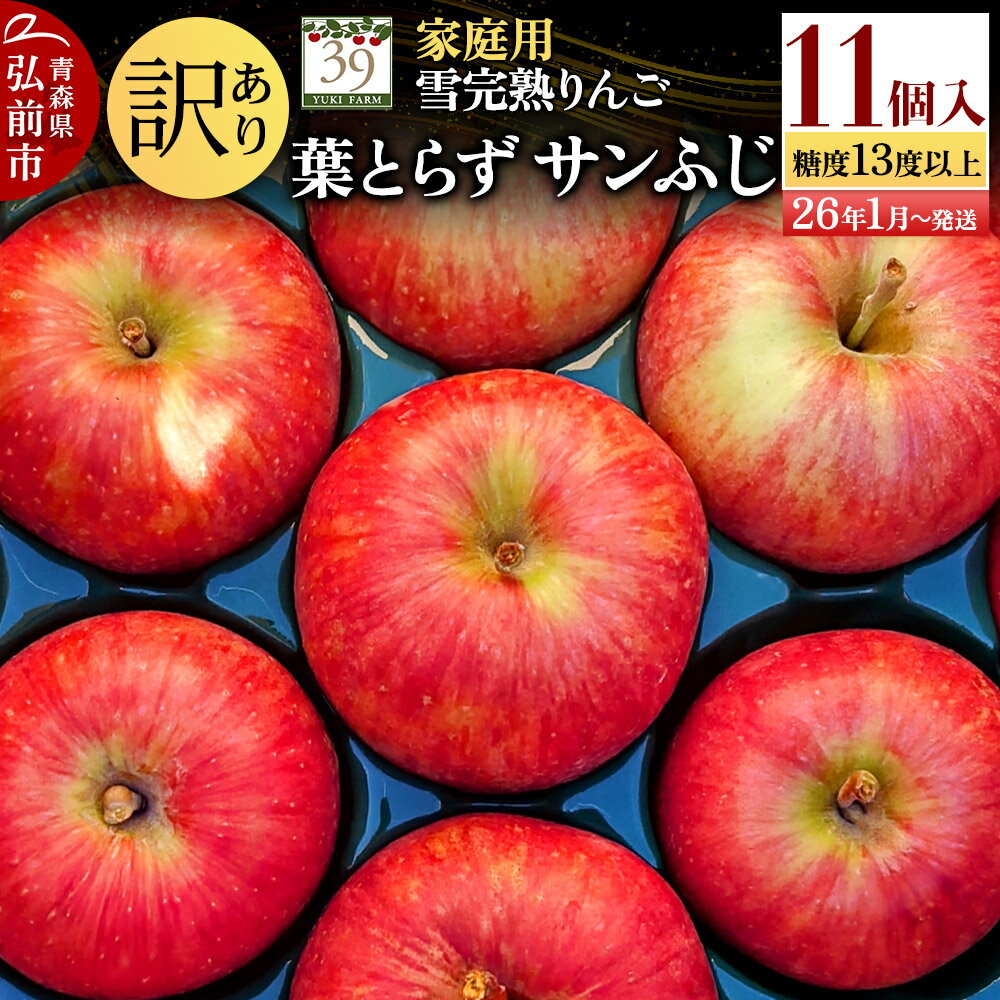 【26年1月〜発送】りんご 【 数量限定 】訳あり 雪完熟 家庭用 糖度13度以上 葉取らず サンふじ 11個入り