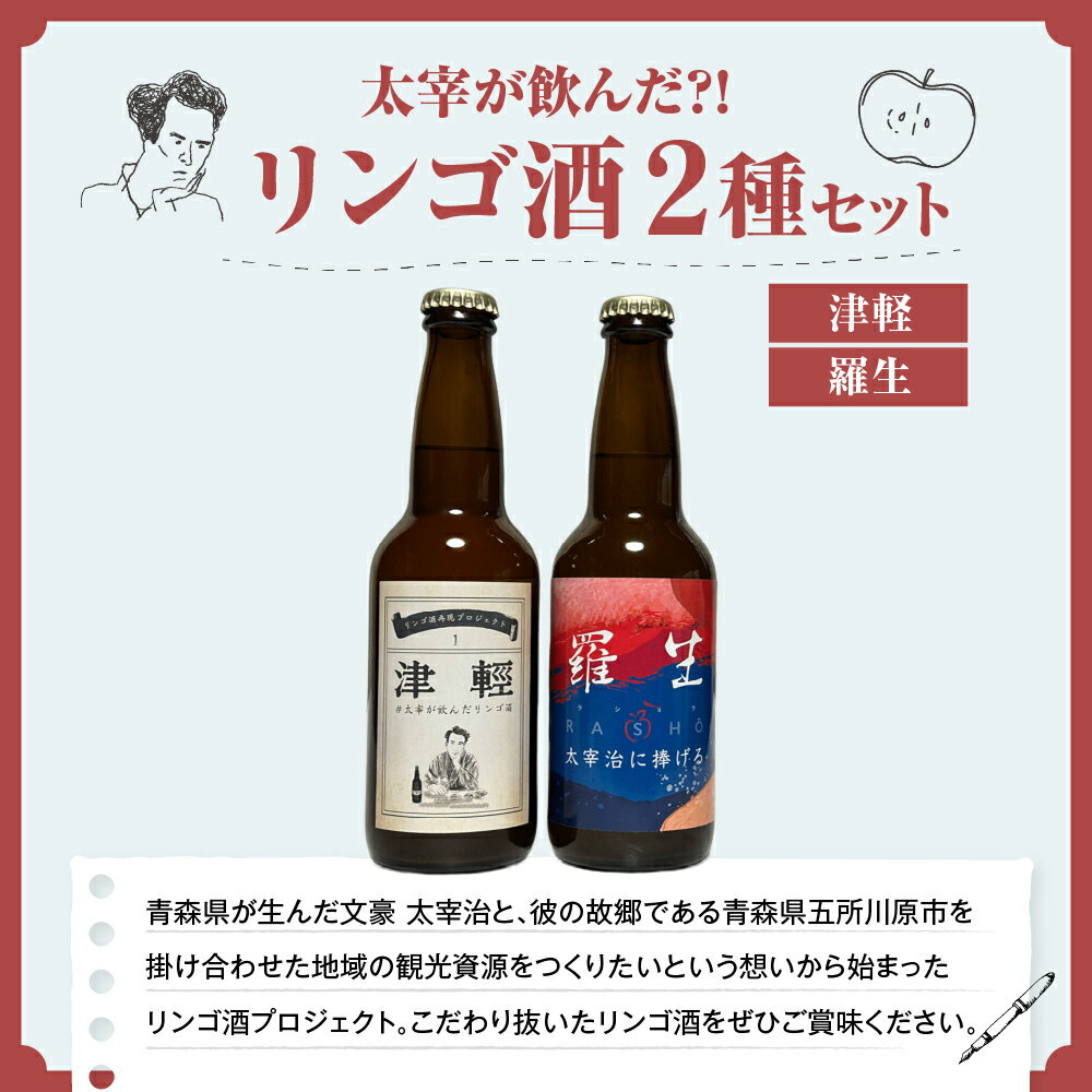 【ふるさと納税】『太宰が飲んだ幻のリンゴ酒！？』 復刻版「津輕」・献上版「RASHO」 2本セット ｜ 果実酒 りんご 林檎 飲み比べ 太宰治 津軽 青森 五所川原市 サムネイル2