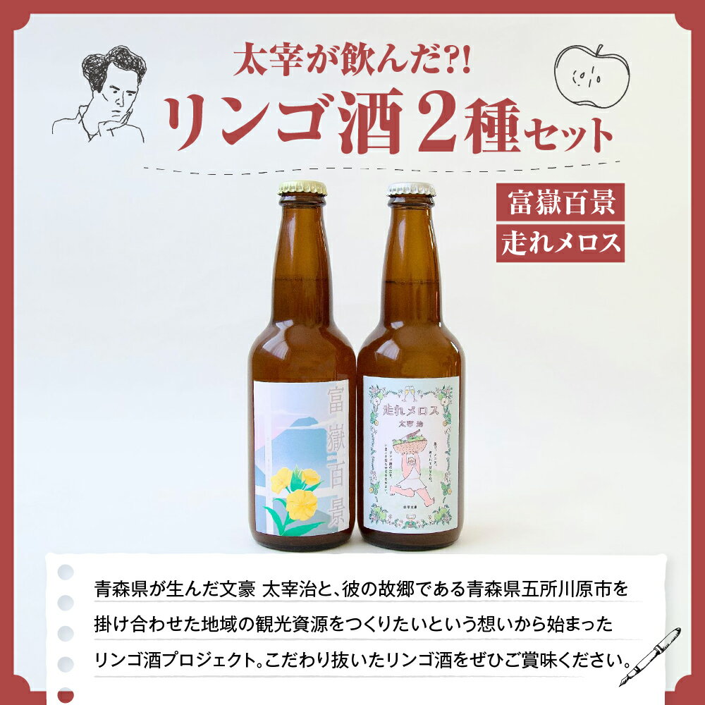 【ふるさと納税】『太宰が飲んだ!?幻のリンゴ酒』第3弾「富嶽百景」「走れメロス」 2本セット | 果実酒 りんご シークワーサー 林檎 酒 飲み比べ 太宰治 津軽 青森 五所川原市 サムネイル2