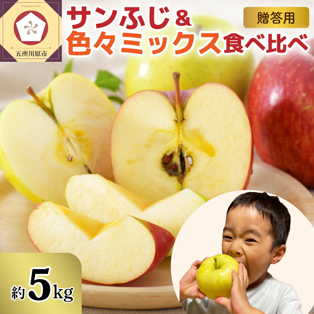 りんご 約 5kg 青森 津軽から 完熟 サンふじ 色々ミックス 贈答 用 / リンゴ 林檎 さんふじ ふじ 詰め合わせ おまかせ 食べ比べ 5キロ 果物 フルーツ 旬 ギフト 贈り物 贈答 送料無料 お取り寄せ 秋 旬 青森県 五所川原市