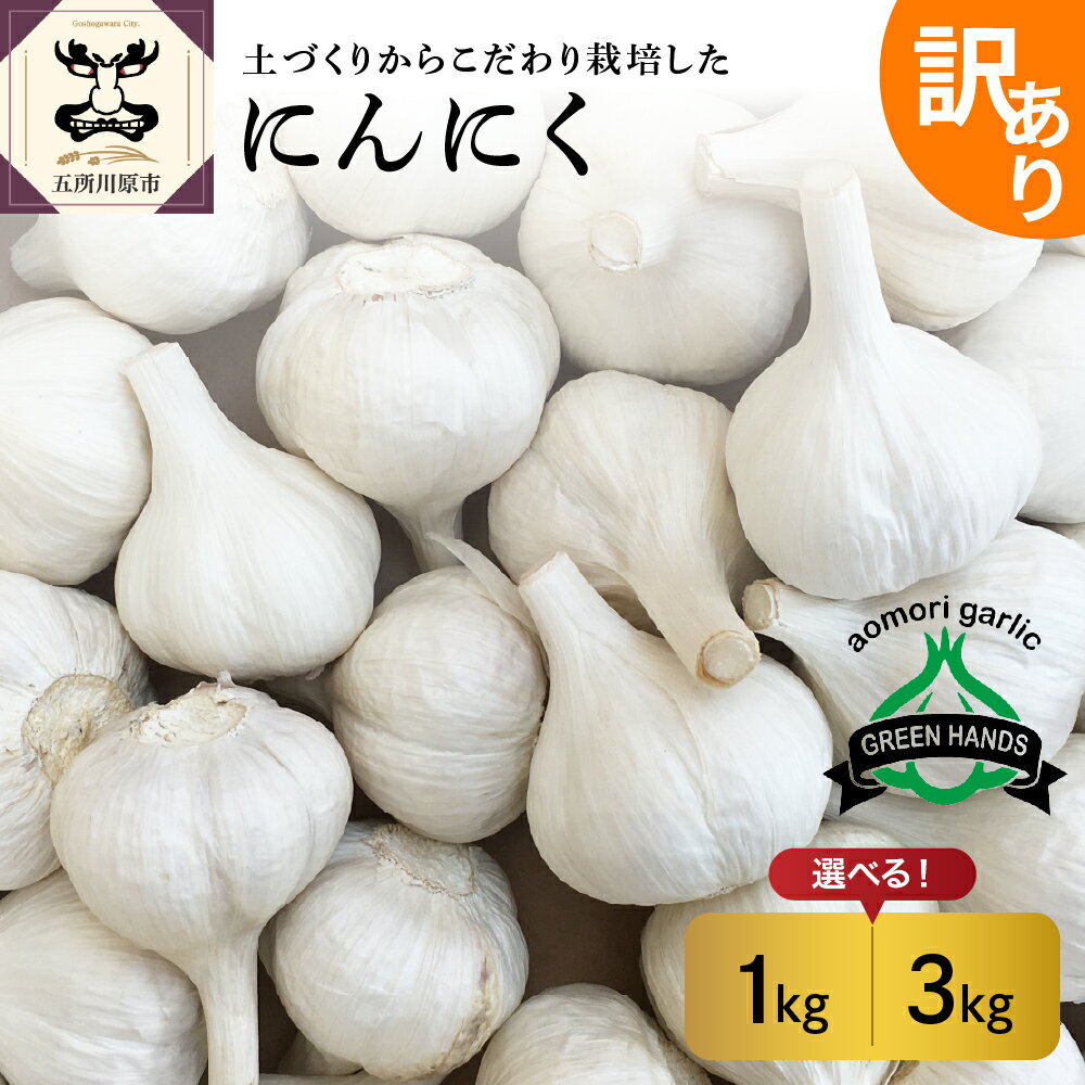 ＼★4.94 レビュー高評価 ／ にんにく 【 訳あり 】 青森県産 ( 内容量が選べる : 1kg 3kg )/ ニンニク 野菜 薬味 ホワイト6片種 濃厚 食品 食材 自宅用 家庭用 ストック 長期保存 常温保存 青森県 五所川原市