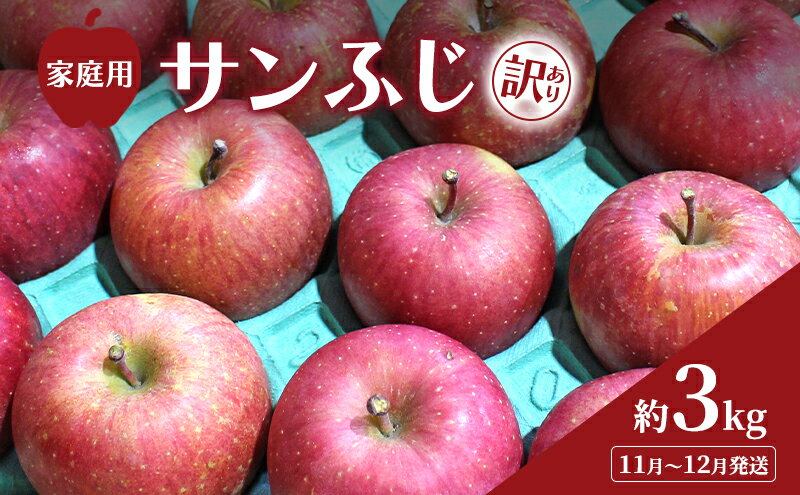 【ふるさと納税】11月～12月発送 家庭用 訳あり サンふじ 約 3kg りんご リンゴ 林檎 果物 フルーツ わけあり 青森　お届け：2025年11月25日～2025年12月25日 サムネイル2