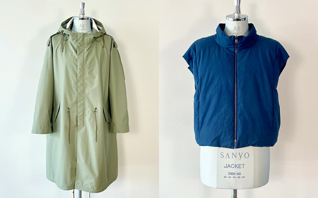 【ふるさと納税】高耐候モッズコート&本藍染ベスト 【送料無料 青森県 七戸町 羽織 アパレル 服 洋服 上着 羽織 コート モッズコート ベスト 秋 冬 春 ユニセックス 男性 女性 シンプル 普段着】　【02402-0421】 サムネイル2