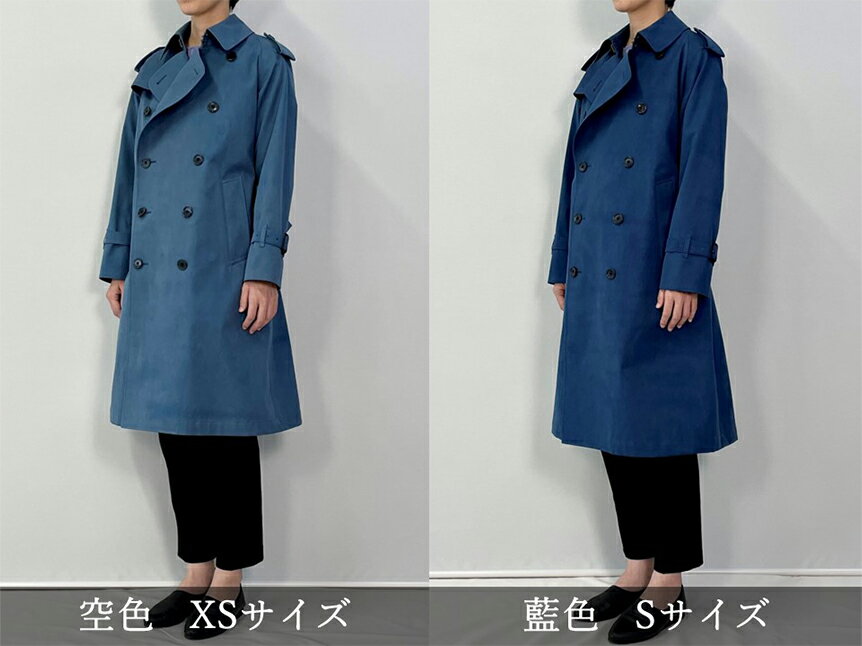 【ふるさと納税】本藍染トレンチ 【送料無料 青森県 七戸町 羽織 アパレル 服 洋服 上着 羽織 コート トレンチコート 秋 冬 春 男性 女性 シンプル 普段着 綺麗め】　【02402-0422】 サムネイル2