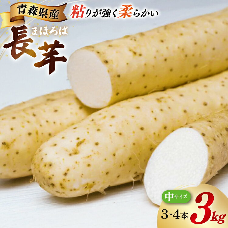 長芋 まほろば長芋 中サイズ 3〜4本 セット 約 3kg [柏崎青果 青森県 おいらせ町 oi02ayo620004] ながいも 長いも 3キロ とろろ