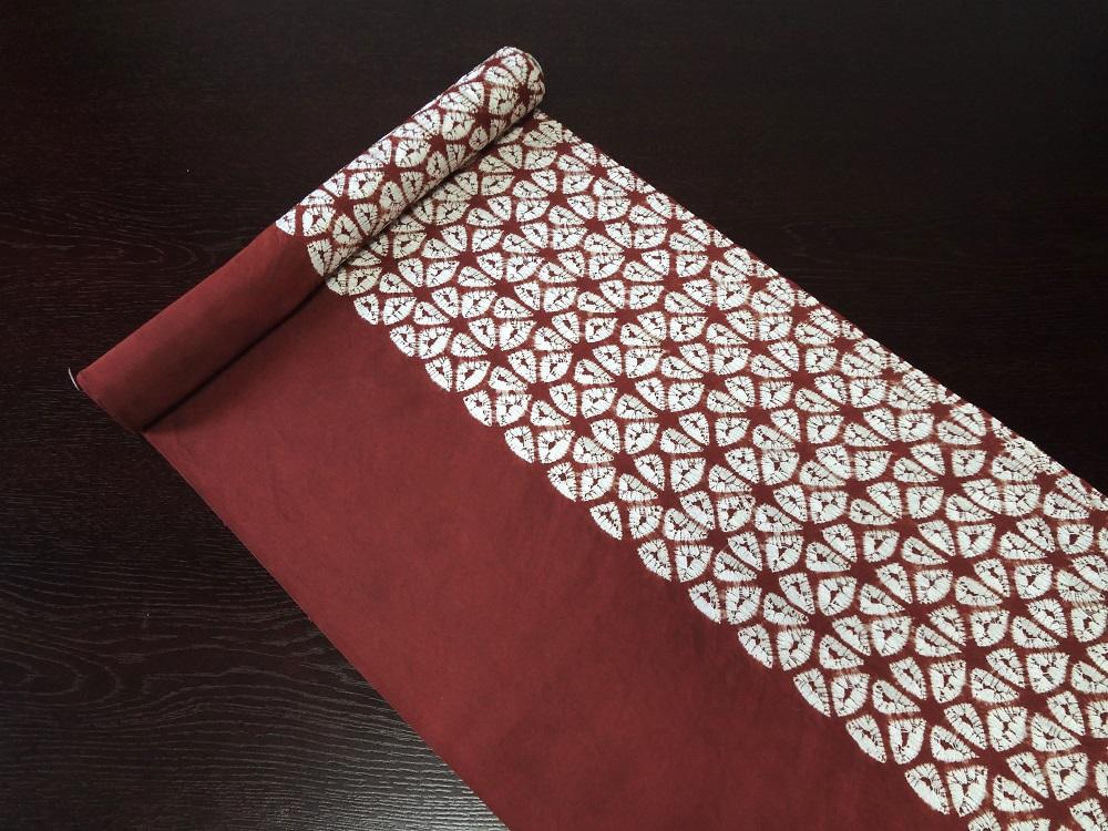 【ふるさと納税】【南部しぼり　茜染】 正絹帯地 染分け（渋茜）草紫堂　南部茜染　和装　着物　帯　着物帯　伝統工芸　工芸品 サムネイル2