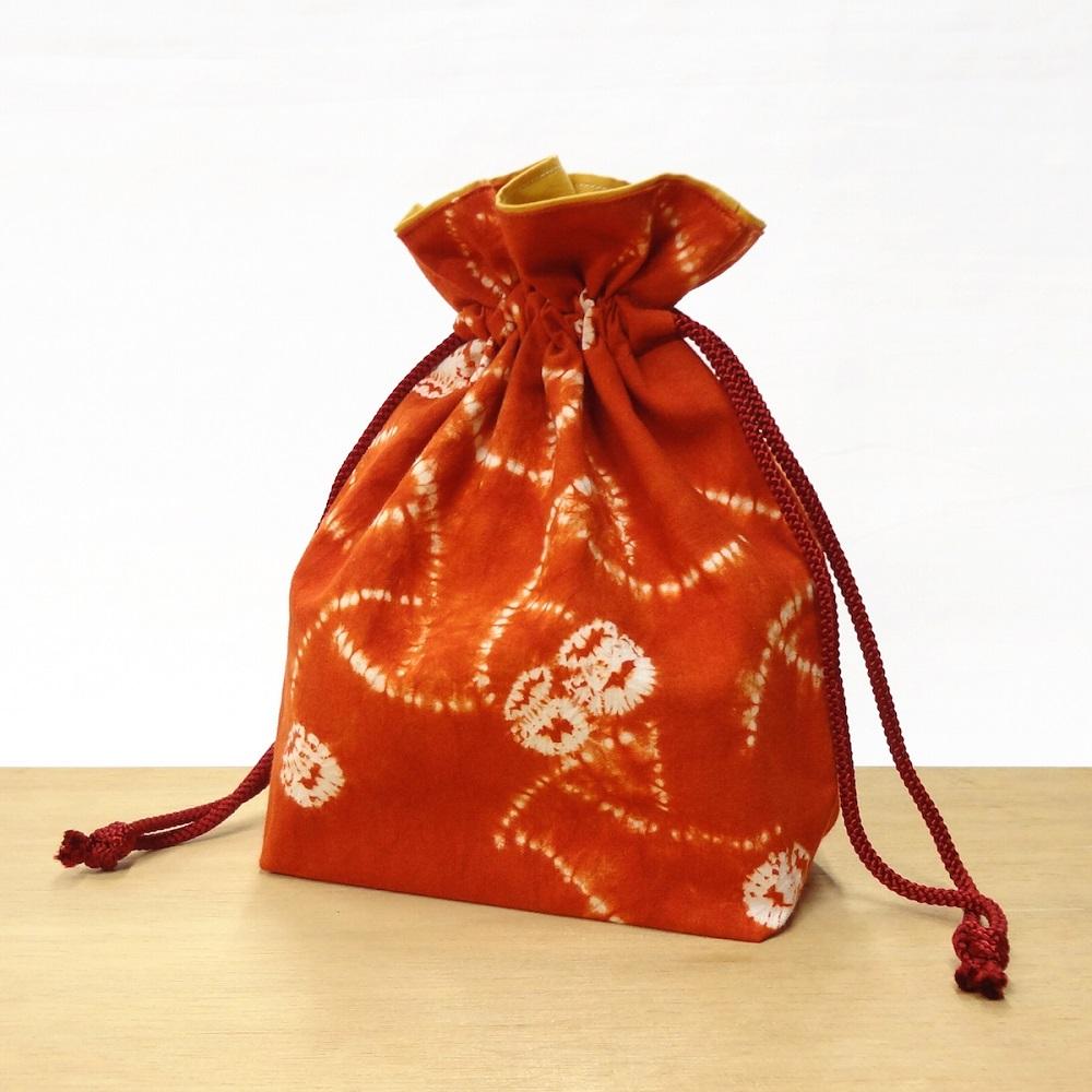 【ふるさと納税】【南部しぼり　茜染】 巾着 ＜ふるさと納税限定＞ 草紫堂 小物 浴衣 和装 和服 着物 南部茜染 裏地付き 内ポケット付き 小物整理 小物収納 収納袋 ポーチ サムネイル2