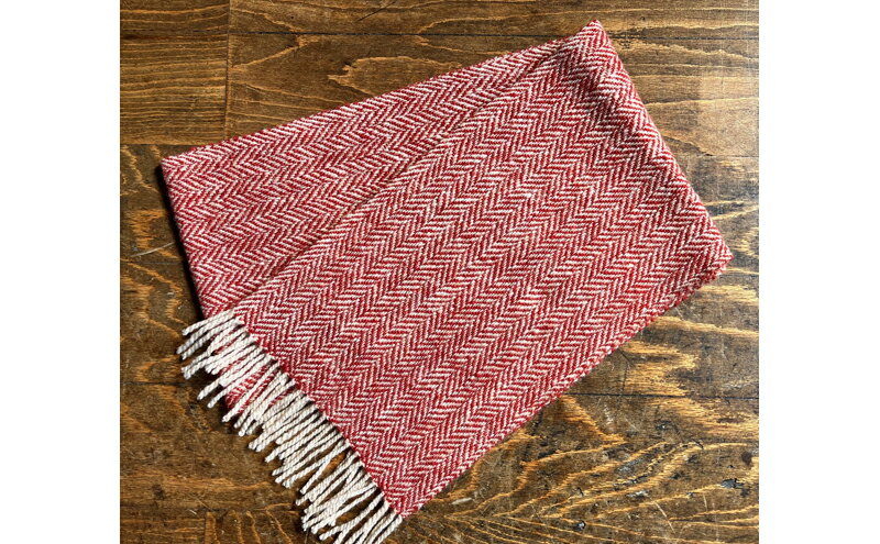 【ふるさと納税】手紡ぎ 手織り ロングマフラー（朱 杉綾） ファッション小物 織物 サムネイル2