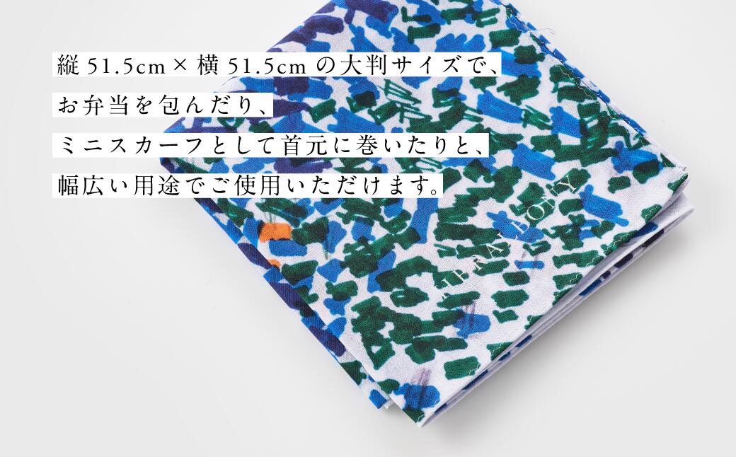 【ふるさと納税】ハンカチーフ Midori Kudo「（無題）（青）」 ハンカチ ファッション コットン 大判 日本製　お届け：入金確認後、準備でき次第発送します。 サムネイル3