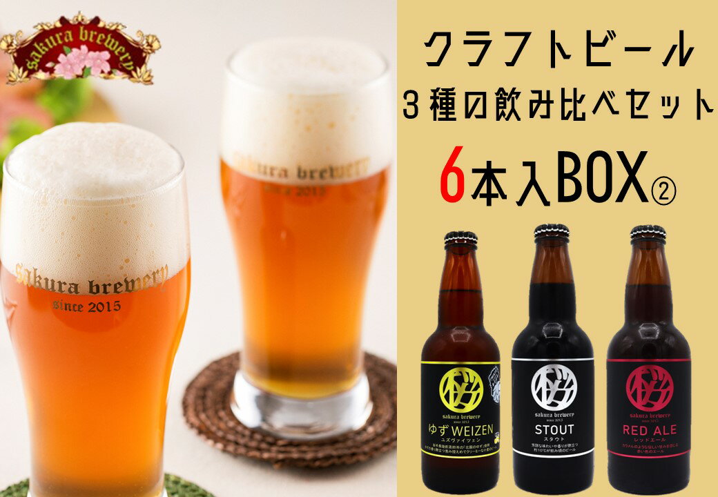 【ふるさと納税】クラフト ビール 6種の 飲み比べセット 330ml × 12本入 さくらブルワリー BOX 地ビール 瓶ビール 岩手県 北上市 G0198 ギフト 贈答用 プレゼント クリスマス お歳暮 お祝い お酒 展勝地さくらエール PILSNER Mayflower ゆずWEIZEN STOUT RED ALE BBQ サムネイル2